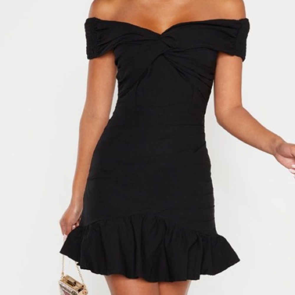 Black Mini Off the Shoulder BodyCon Dress